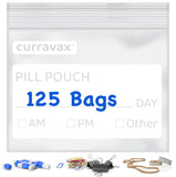 CURRAVAX bolsas para píldoras de viaje, 125 unidades, organizadas y fáciles de llevar.