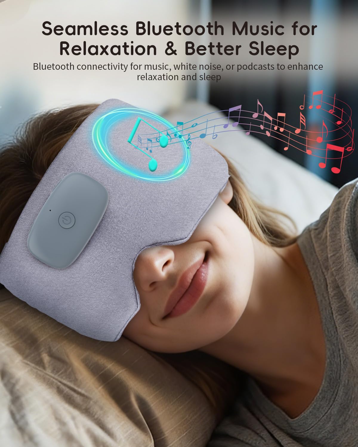 CUZRICH mascarilla dormir Bluetooth: sonido envolvente directo desde la máscara.