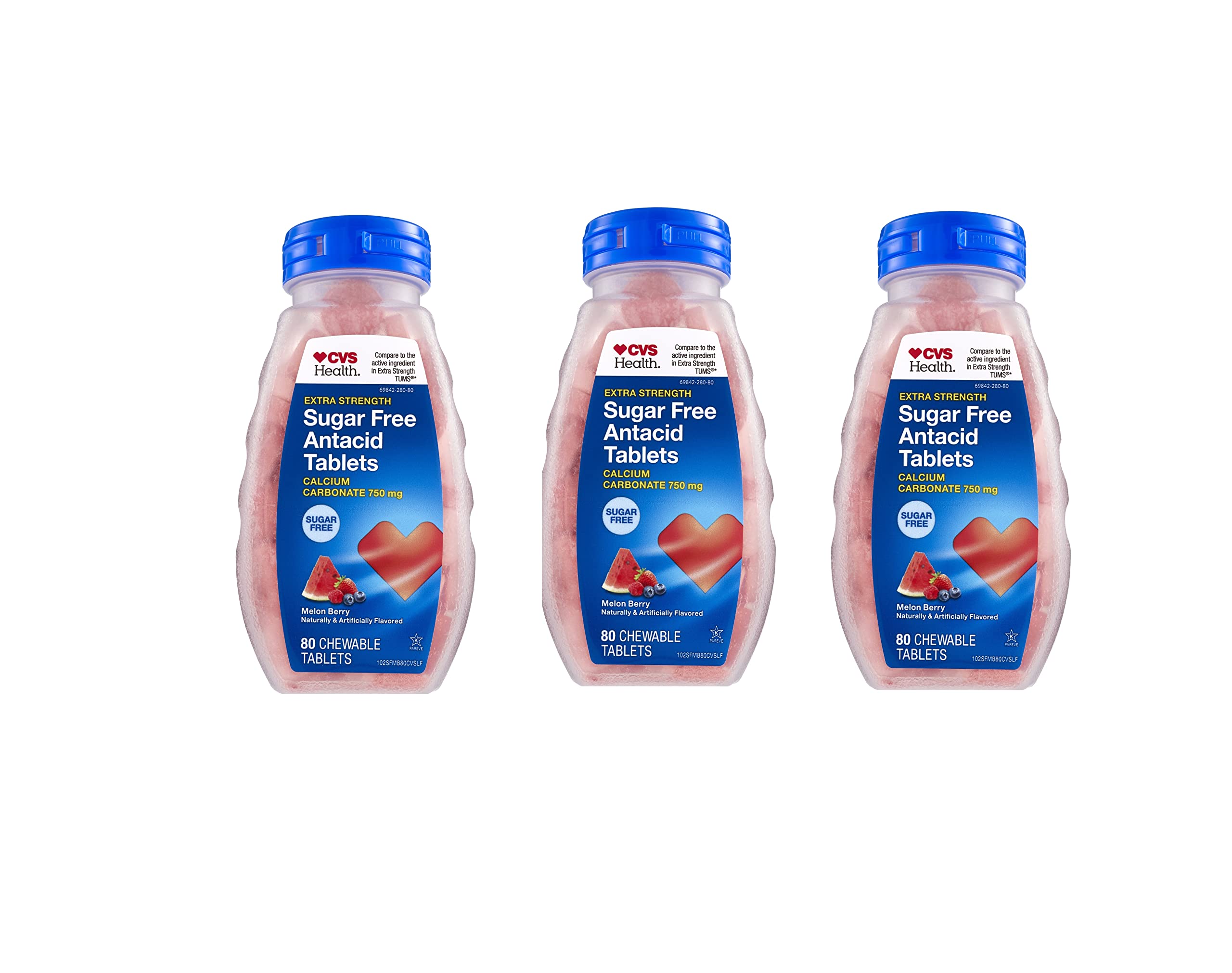 CVS Health antácido sin azúcar, tabletas de fuerza extra para alivio temporal de la acidez.
