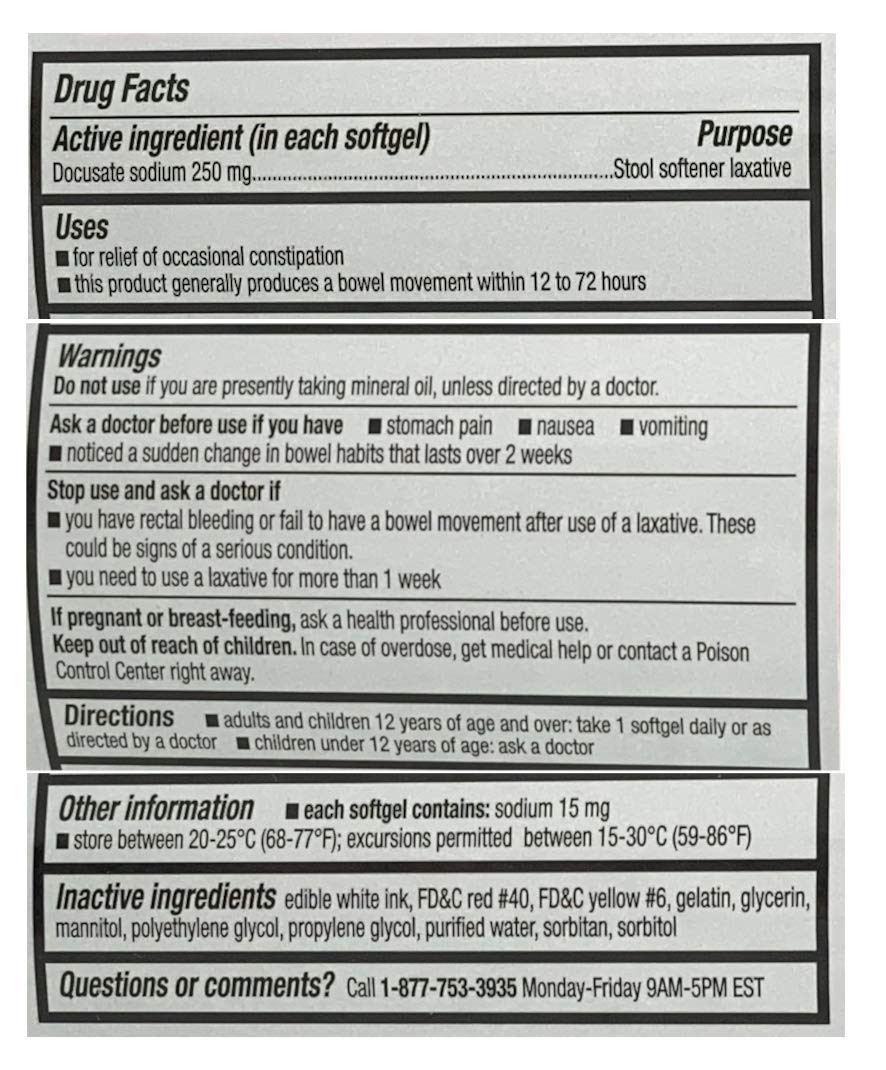 CVS Health caja exterior con cápsulas de docusato sodio 250 mg, conveniente para uso diario.