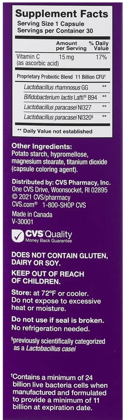 CVS Probiotico: cápsula diaria para mantener equilibrio intestinal.