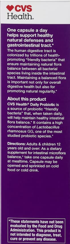 CVS Probiotico: sin gluten, lácteos y soja para opciones seguras.