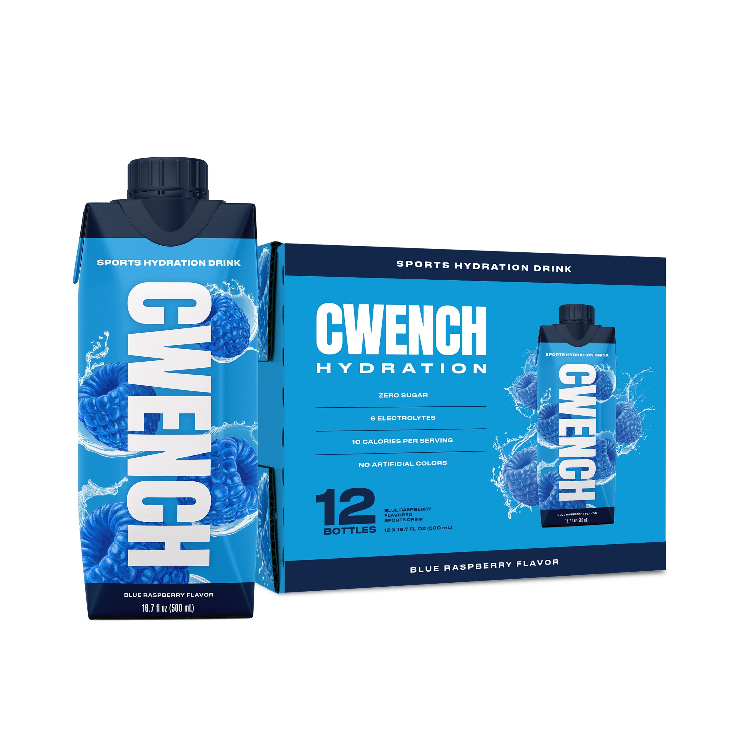 CWENCH HYDRATION botella de bebida deportiva azul arándano para uso diario.