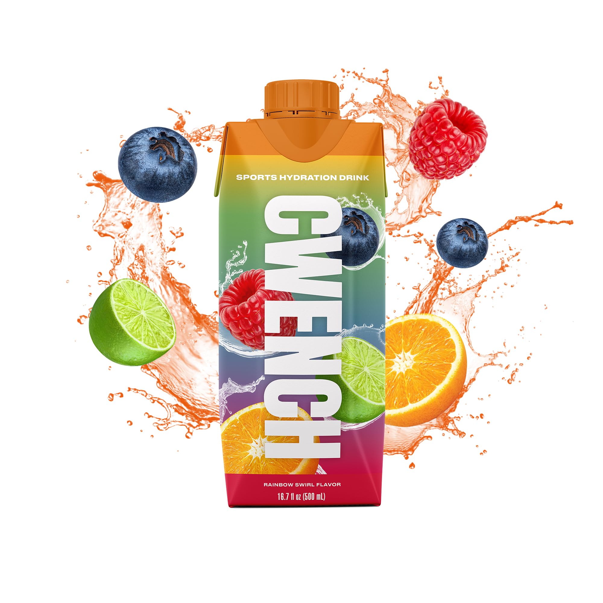 CWENCH HYDRATION Rainbow Swirl, verter en vaso para una experiencia refrescante.