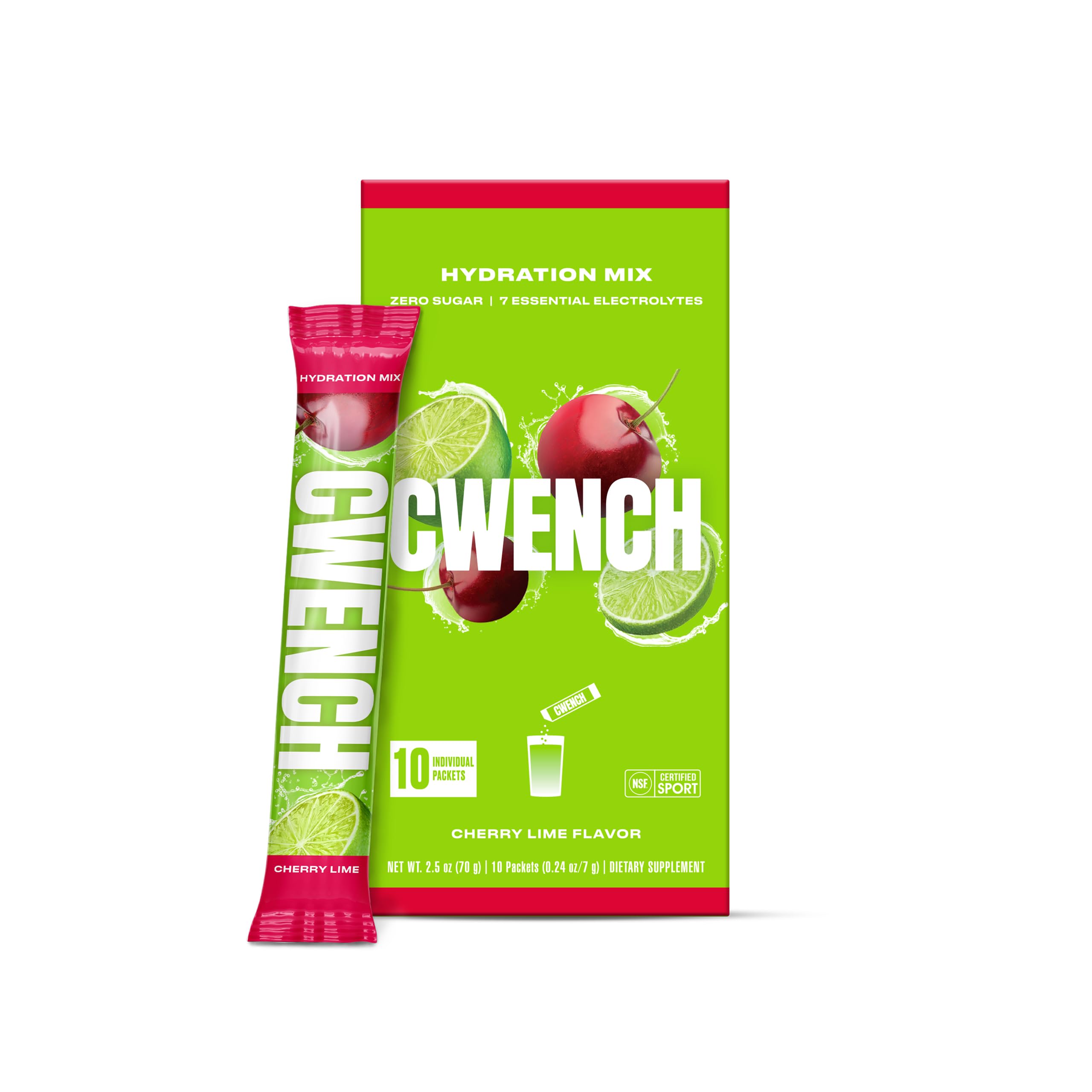 CWENCH HYDRATION paquetes sabor cereza-lima para hidratación práctica