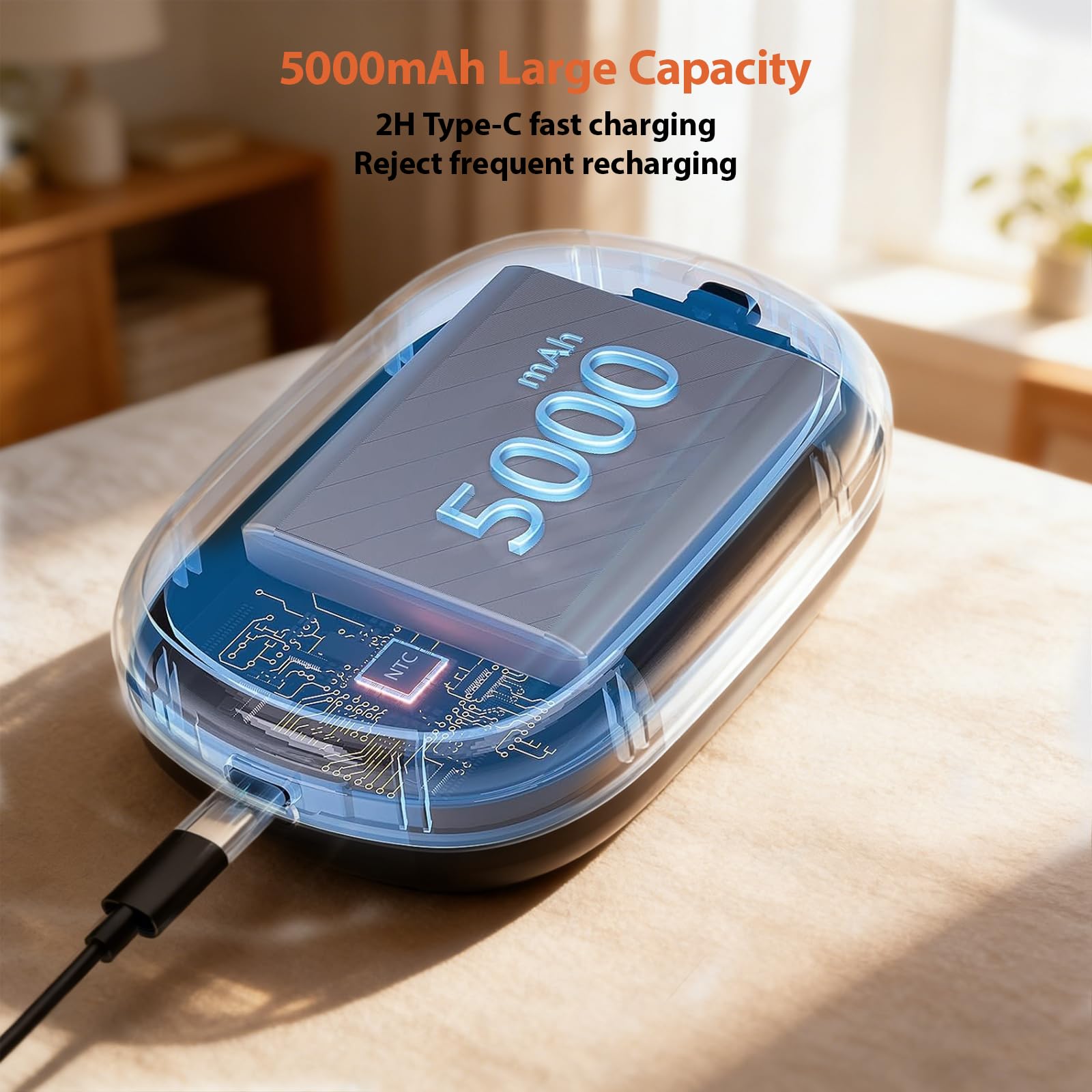 Cyanslen cinturon masaje batería de 5000mAh para sesiones largas.