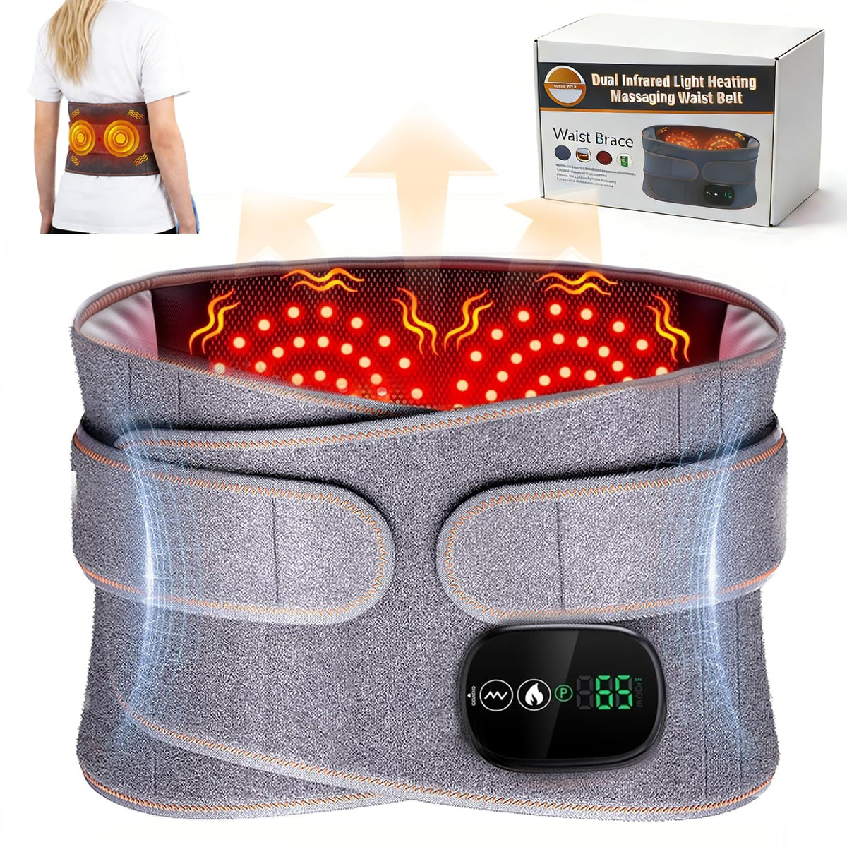 Cyanslen cinturon masaje lumbar con calor para alivio de la espalda.