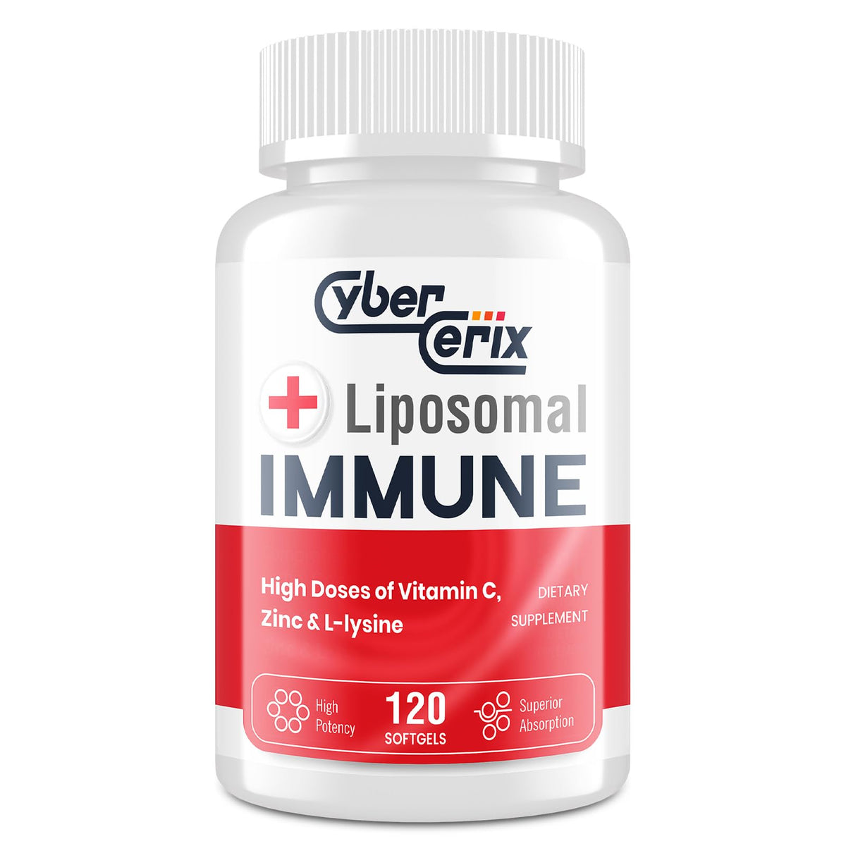 CyberCerix botella de inmunidad liposomada para bienestar diario.