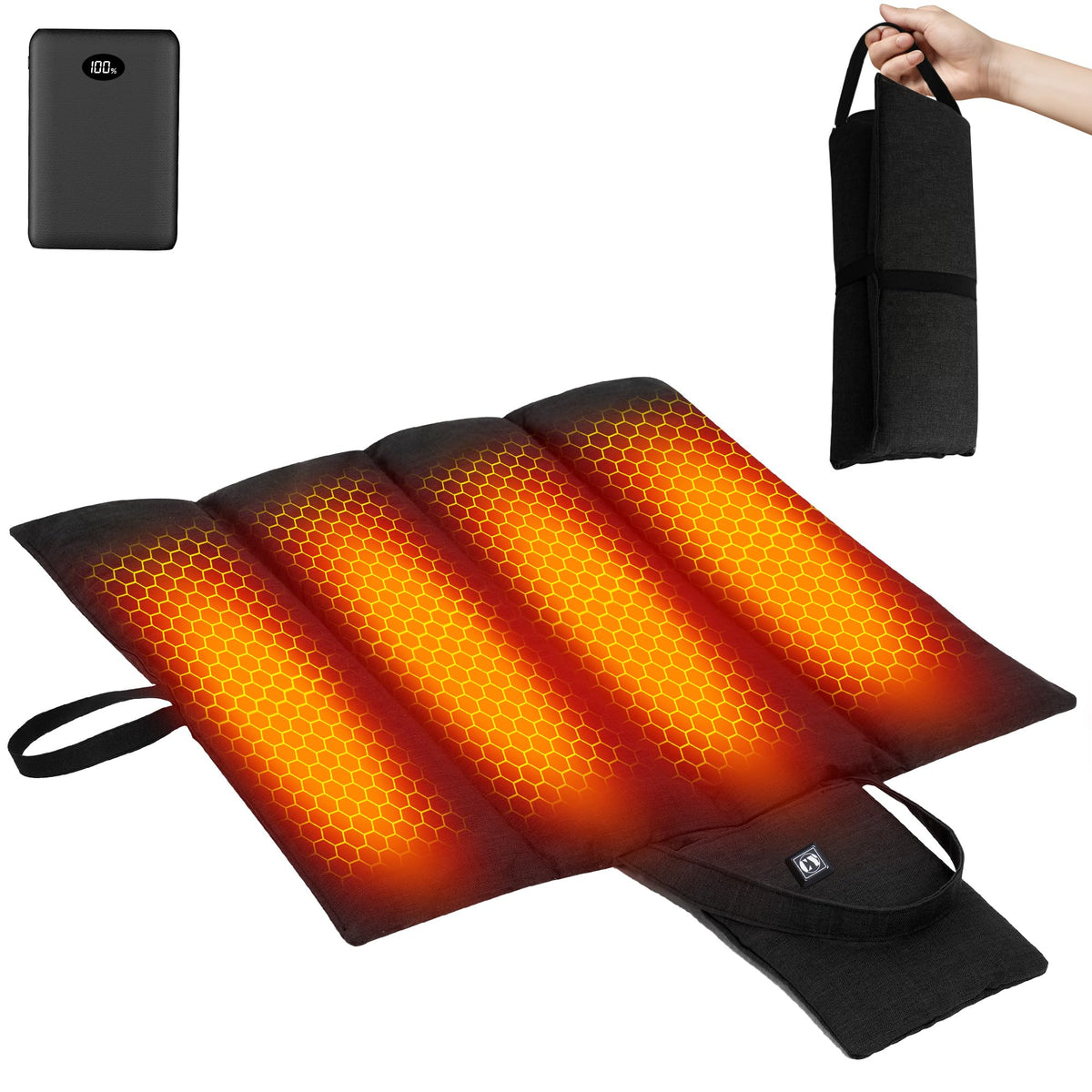 CYCYHEAT: asiento calentado plegable, comodidad portátil para oficina y exteriores.