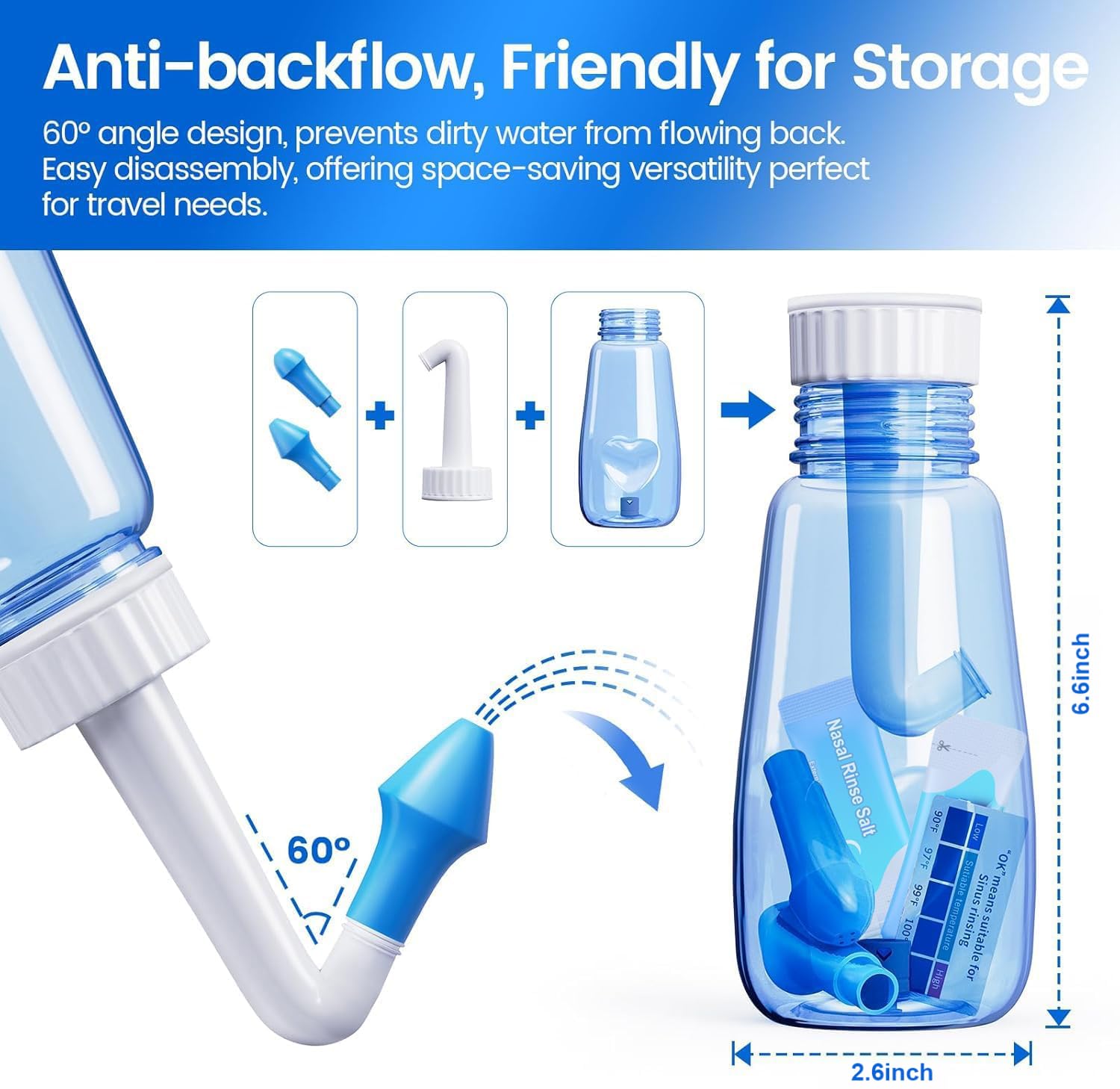 CYOUH Neti Pot, termómetro adhesivo para controlar la temperatura.