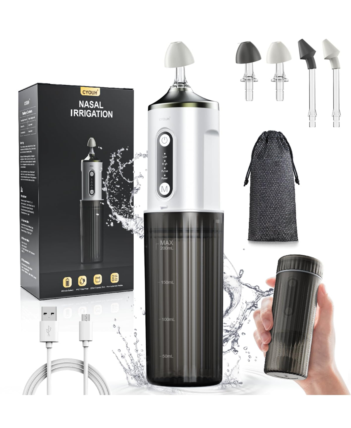CYOUH sistema-irrigacion-nasal-electrico para uso diario cómodo y suave.