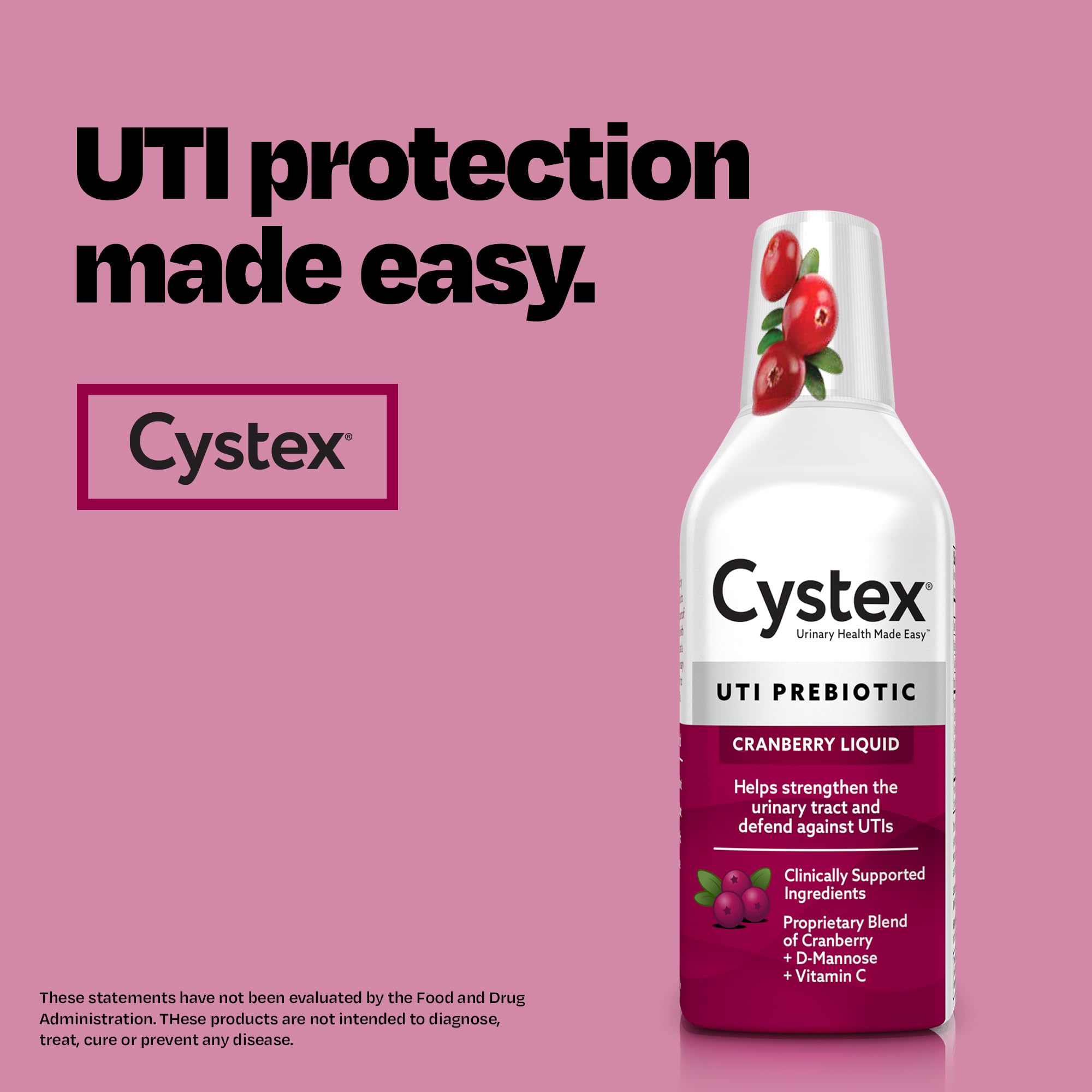 Cystex opción baja en calorías y libre de alérgenos.
