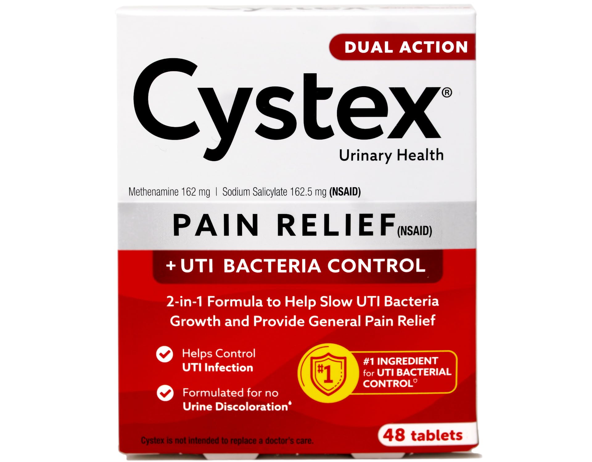 Cystex Plus en botella: tabletas para alivio del dolor urinario.