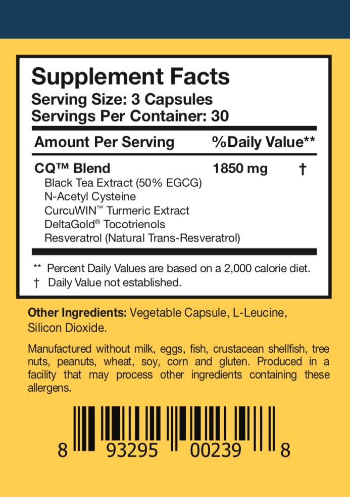 Detalle de la formulación de CytoQuel con Curcuma CurcuWIN, NAC y Resveratrol.