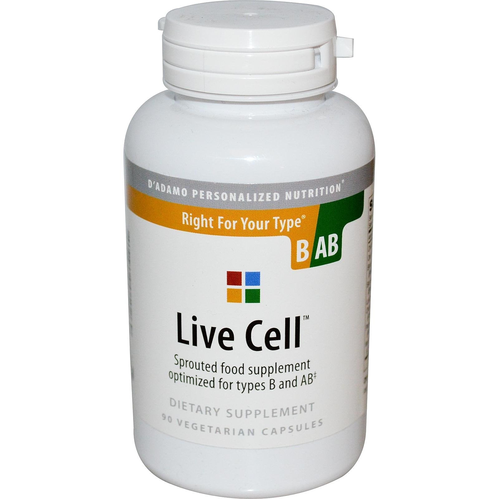 D'Adamo Live Cell B/AB, cápsulas, apoyo antioxidante para metabolismo celular