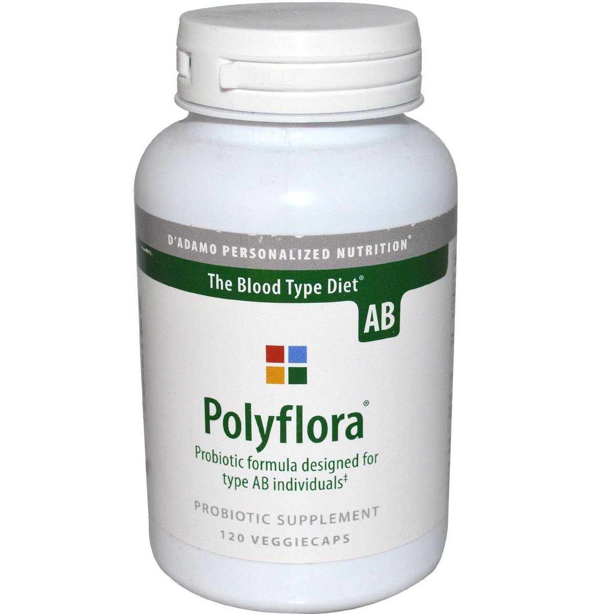 D'Adamo Polyflora AB 120 Vcaps en botella, apoyo posible para equilibrio intestinal diario