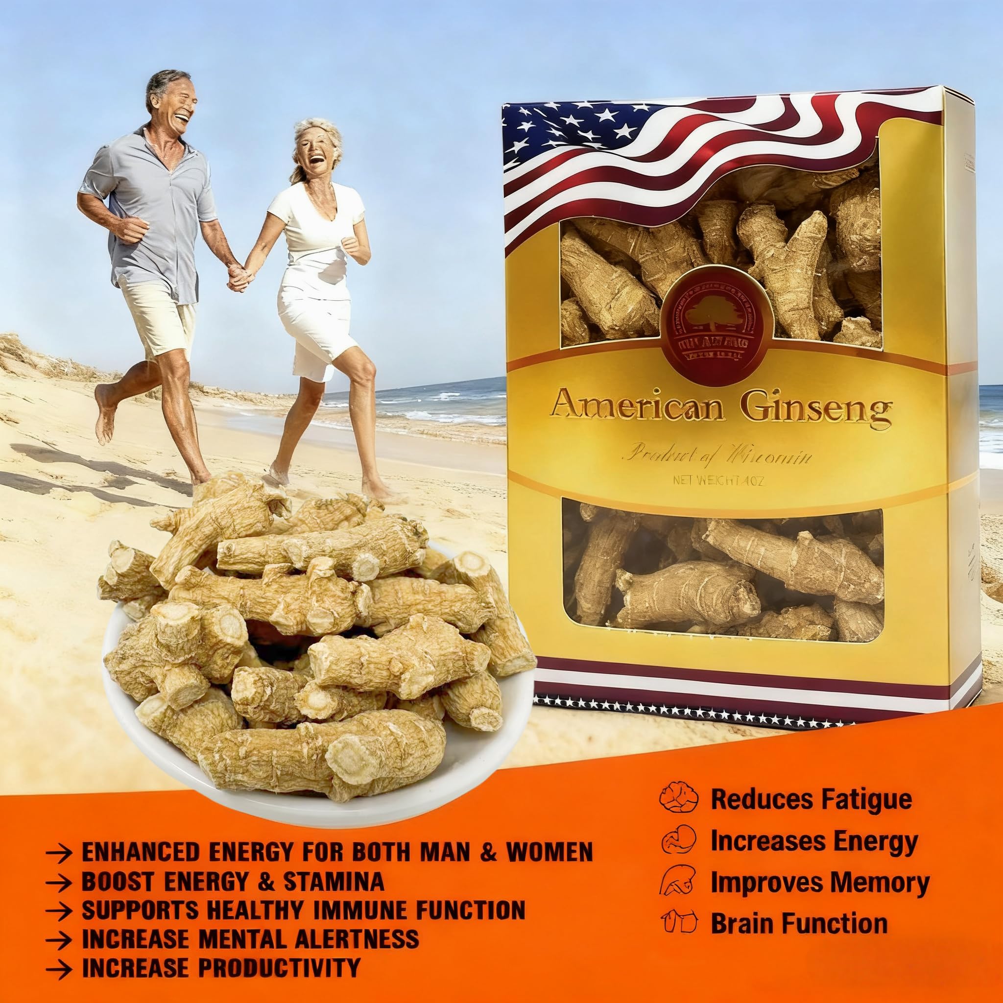 DABC OAK LAND ginseng Wisconsin, rodaja para infusiones aromáticas.