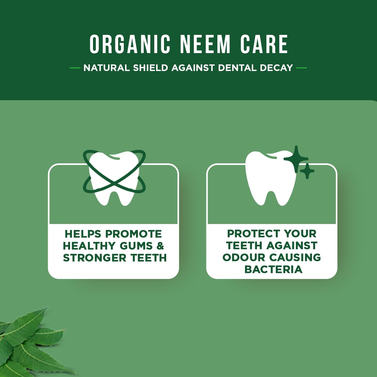 Ingredientes naturales: calcio y loto en Dabur Neem para dientes sanos.