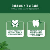 Ingredientes naturales: calcio y loto en Dabur Neem para dientes sanos.