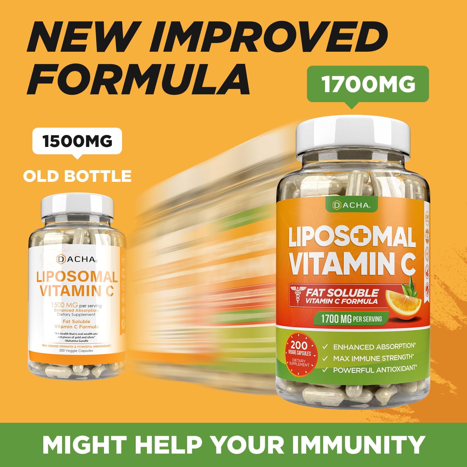 Dacha Vitamina C liposomales cápsulas vegetarianas, suministro estable