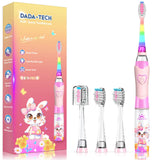 Cepillo eléctrico DADA-TECH con diseño conejo rosa para niños, cepillado más divertido y suave.