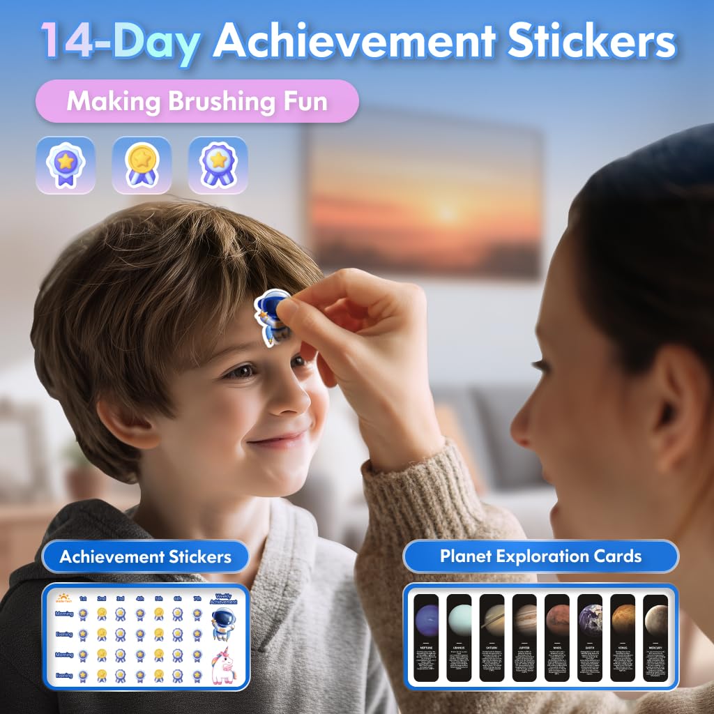 DADA-TECH cepillo infantil diseño astronauta para motivación durante el cepillado.