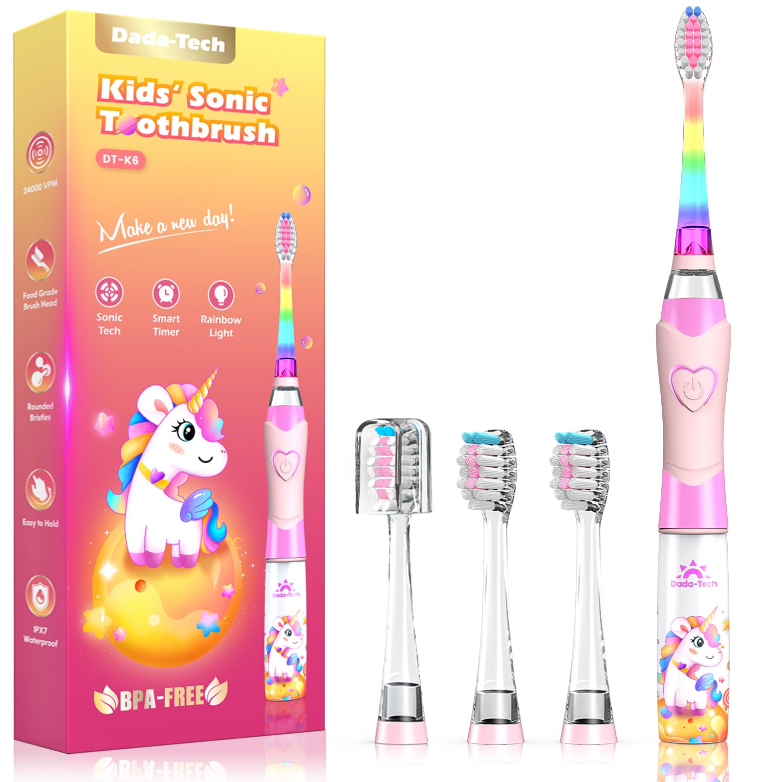 DADA-TECH frente del cepillo con luz arcoíris para cepillado divertido
