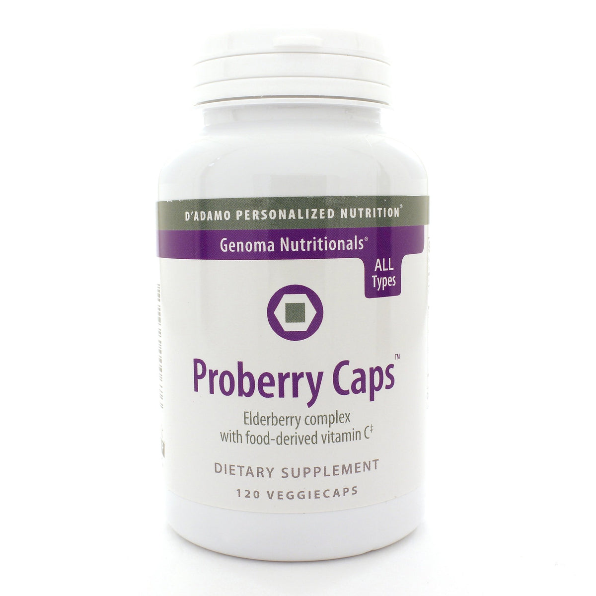 Proberry Caps de D'Adamo, botella de 120 cápsulas, complemento diario con extractos de fruta y vitamina C