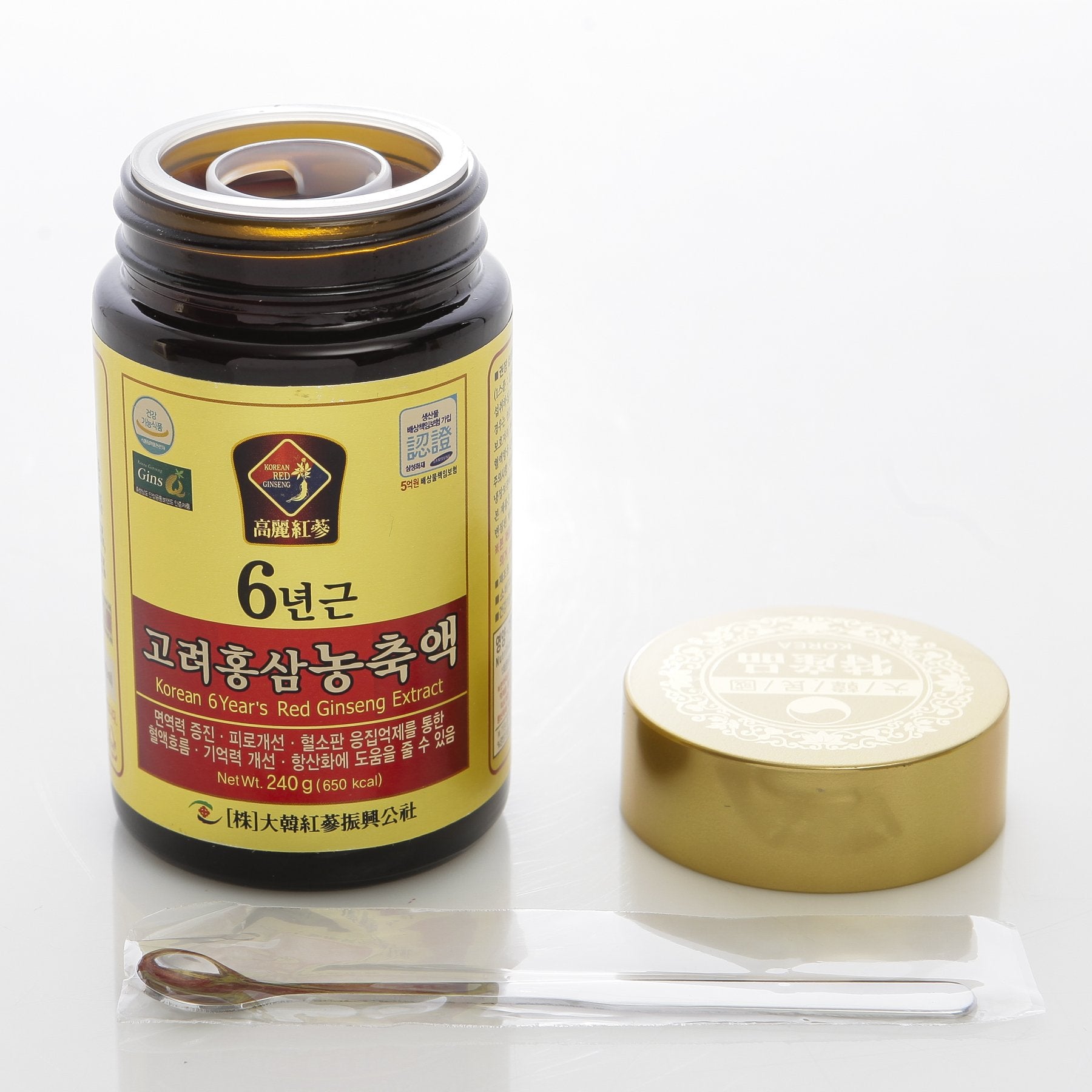Dae Han Red Ginseng 240 g: ginseng coreano de 6 años para autenticidad.