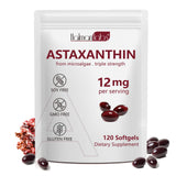 Daiasns Astaxantina 12 mg, botella vista frontal, dosis diaria conveniente para el cuidado general.