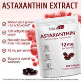 Daiasns Astaxantina, cápsulas cercanas, ingesta diaria fácil para antioxidante natural.