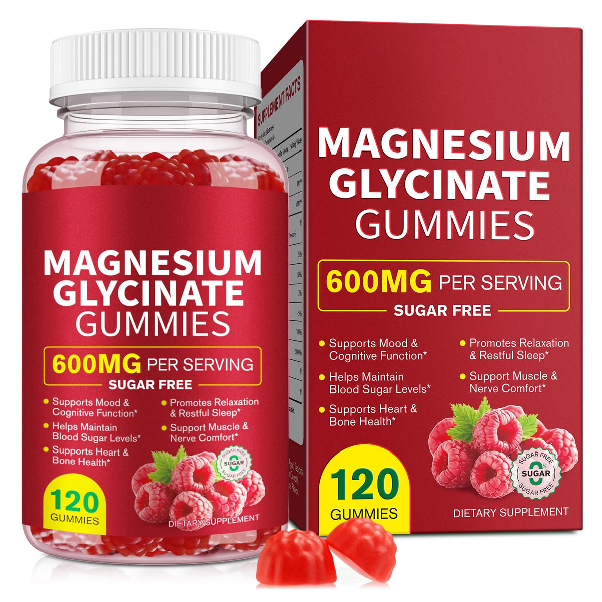 Gomitas Daiasns de magnesio 600 mg en frasco, apoyo muscular diario.