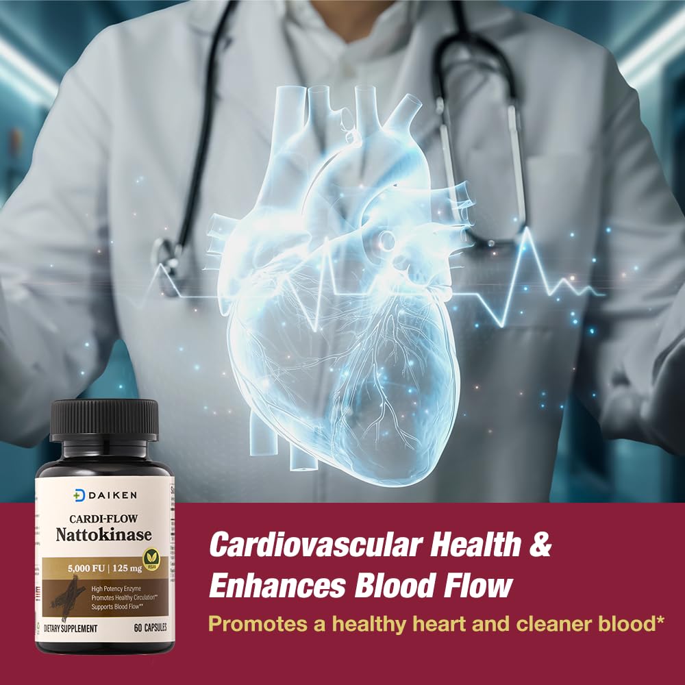 DAIKEN nattokinase 5000fu, botella con etiqueta clara para confianza.