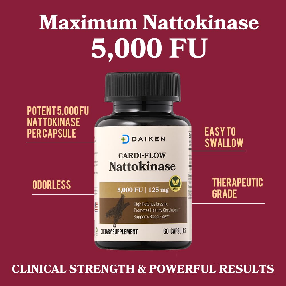DAIKEN nattokinase 5000fu, paquete de dos botellas para dos meses.