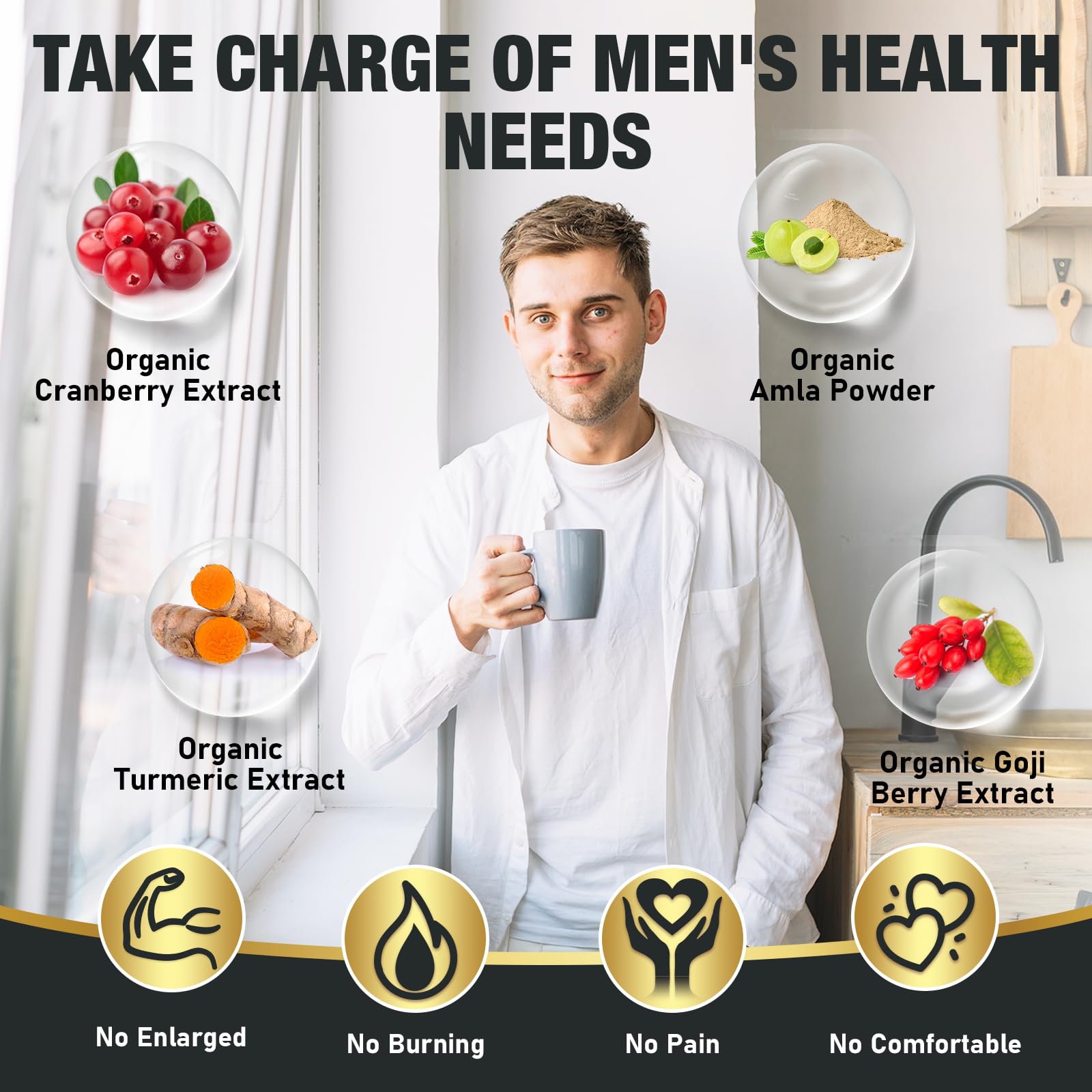 Dailanbu Probióticos para Hombres con cúrcuma, apoyo digestivo natural