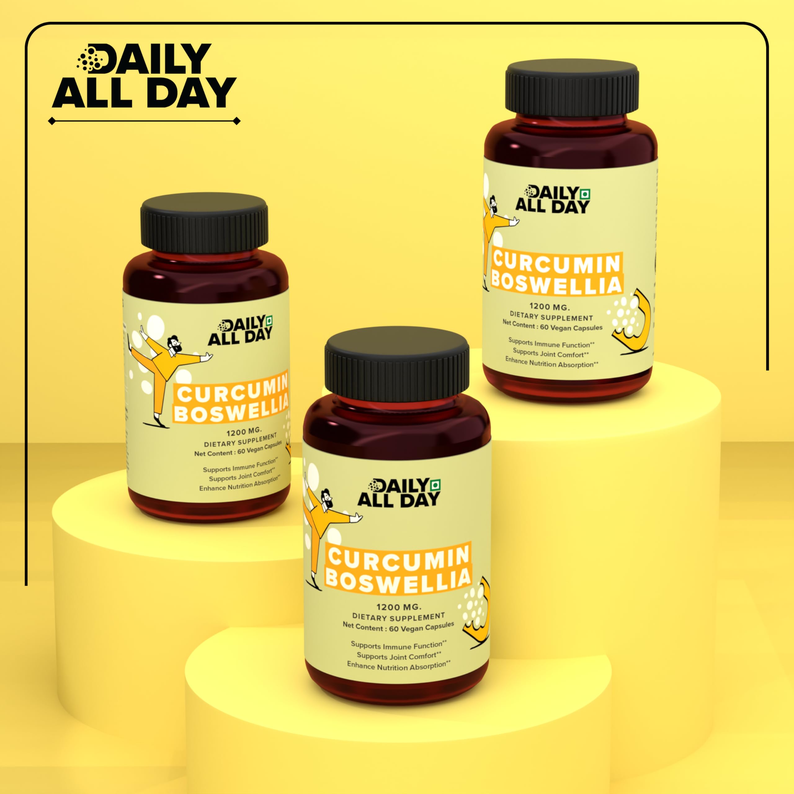 Daily All Day 95% curcuminoides y Bioperina para absorción