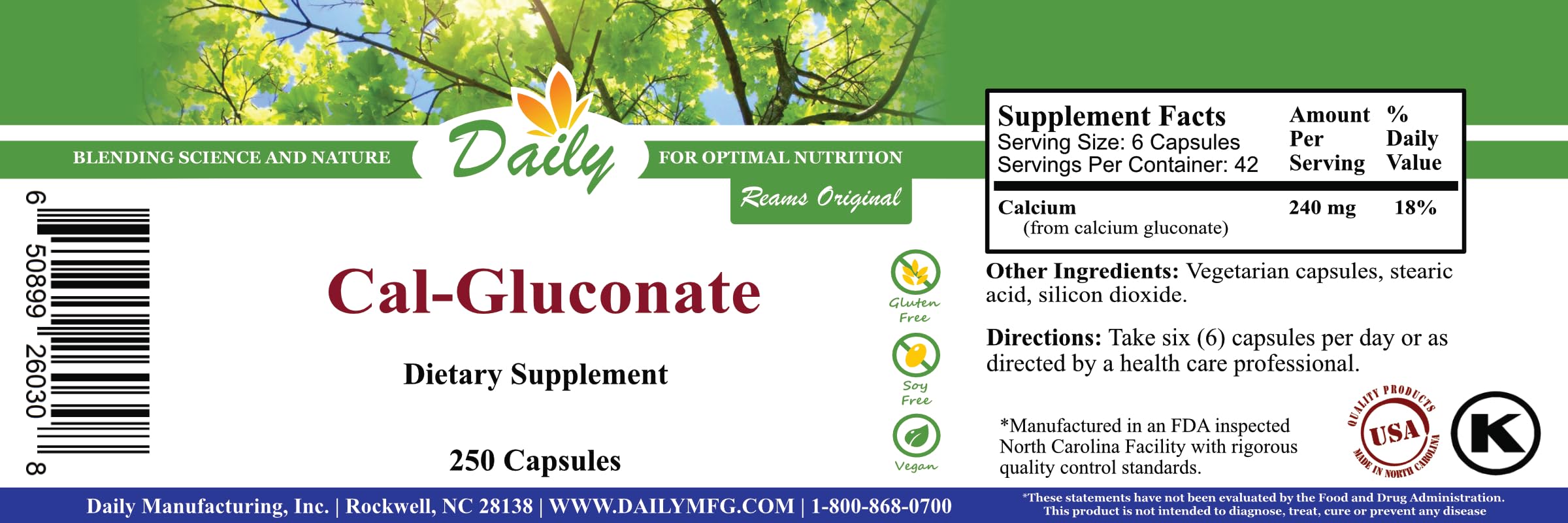 Daily Manufacturing Calcium Gluconate cápsulas: dosificación práctica para mantener un aporte diario