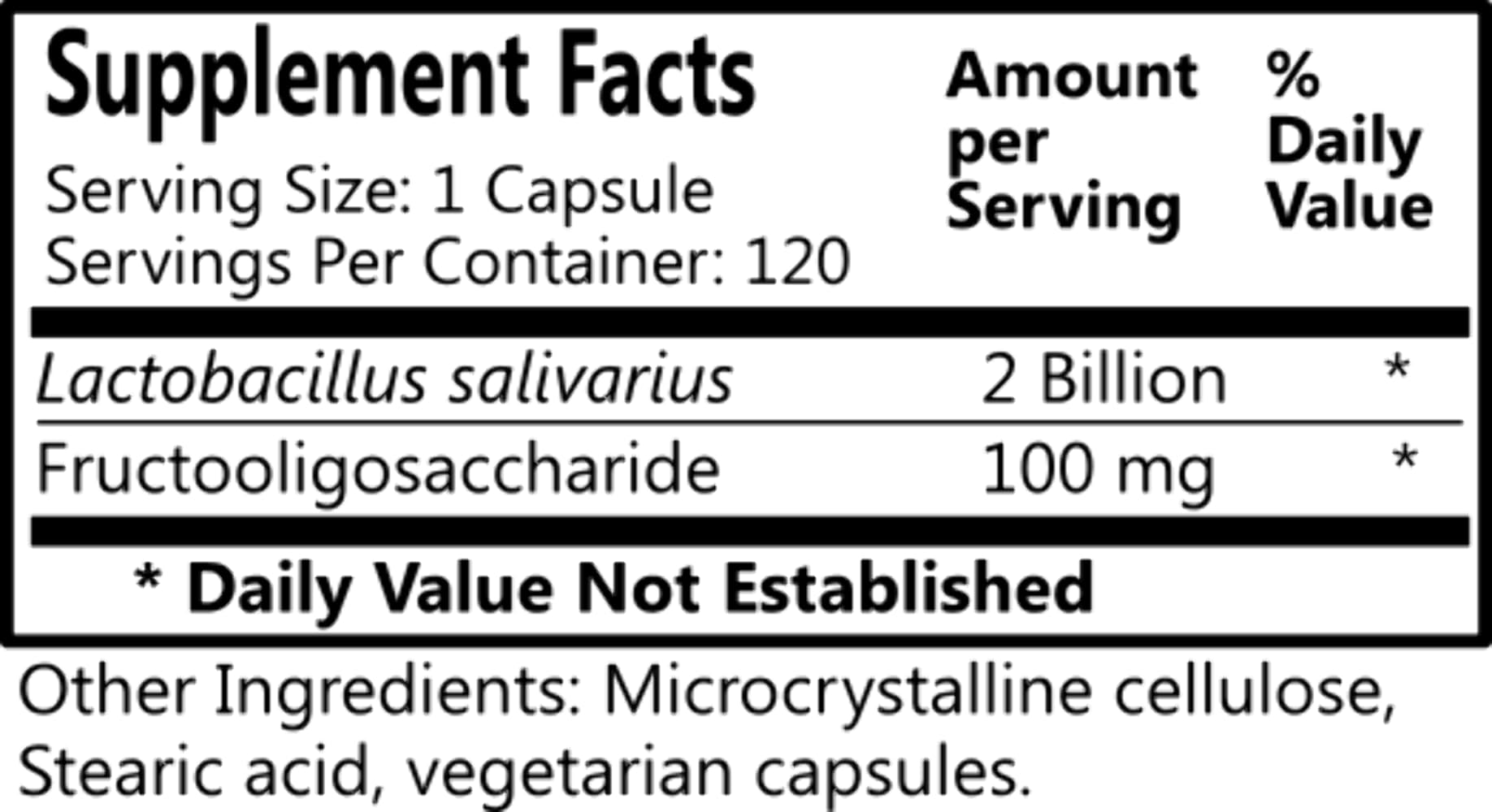 Daily Manufacturing L-Salivarius etiqueta frontal, información clara para uso informado.