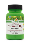 Daily Manufacturing Vitamin D3-800 UI, botella frontal para soporte óseo.