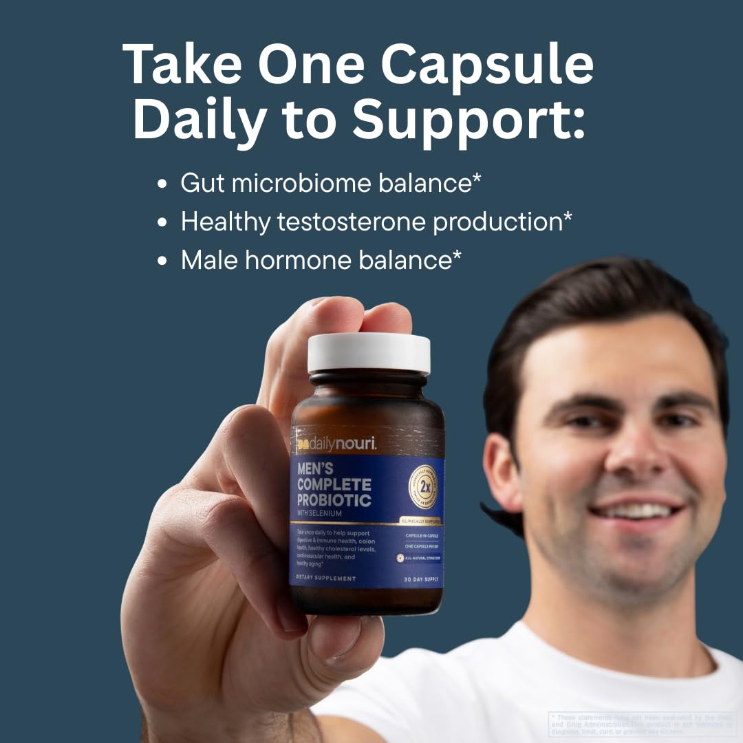 Daily Nouri Probióticos para Hombres: cápsulas listas para uso diario.