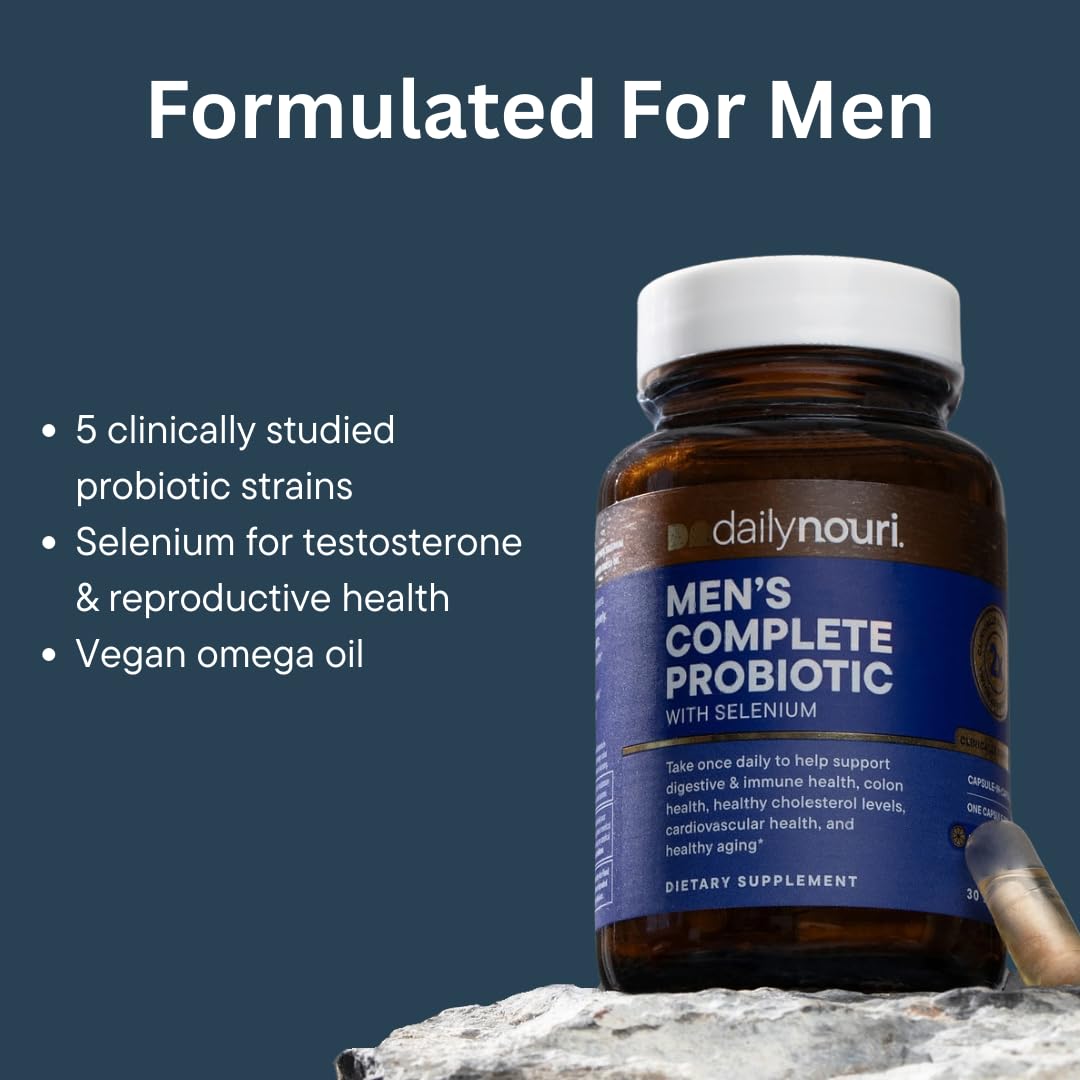 Daily Nouri Probióticos para Hombres: cinco cepas clínicas destacadas.