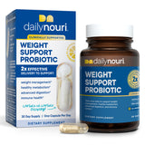 Daily Nouri Weight Support Probiotics, botella visible, apoya equilibrio digestivo y bienestar general.