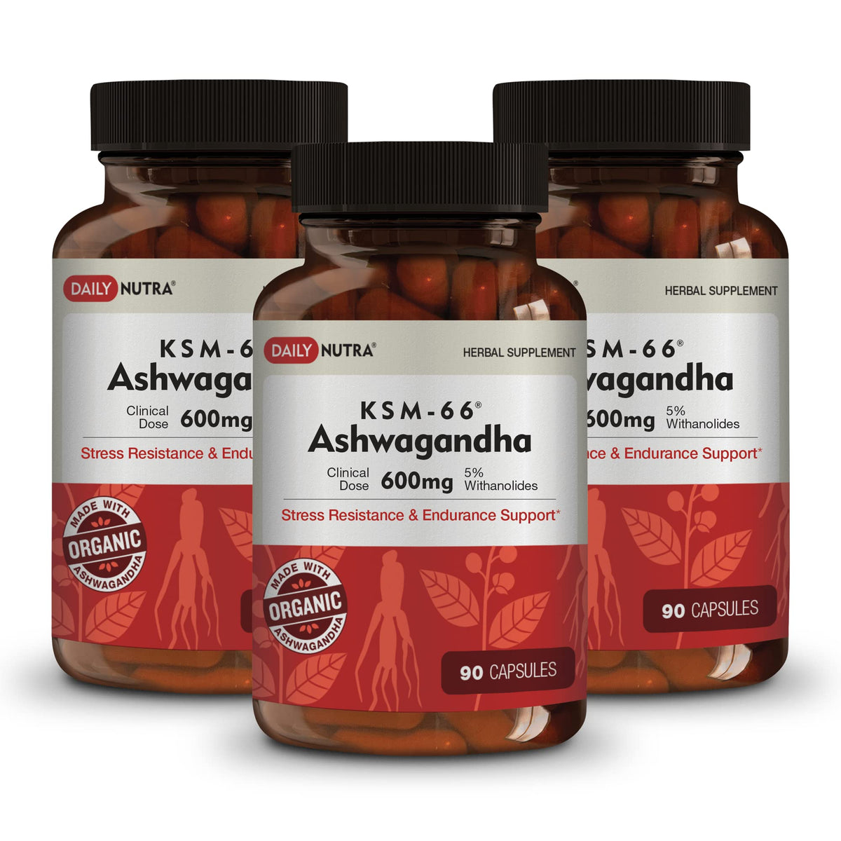 DailyNutra Ashwagandha 600 mg: cápsula para relajación diaria y bienestar.