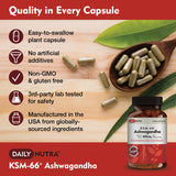 DailyNutra Ashwagandha ingredientes orgánicos con respaldo certificado.