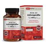 DailyNutra KSM-66 Ashwagandha, bote de cápsulas para relajación diaria.
