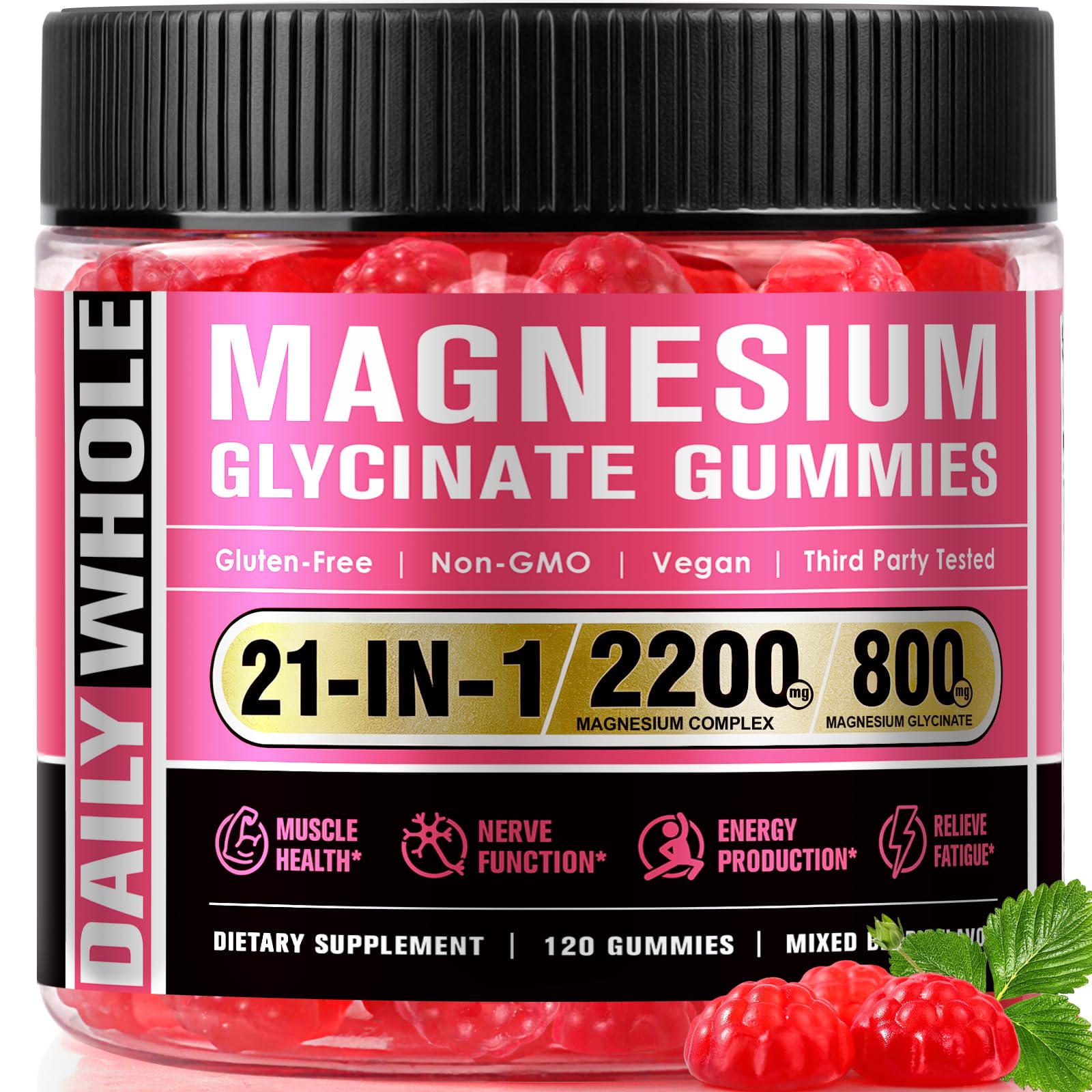 DailyWhole gominolas magnesio glicinato frasco 120 gomitas para uso diario