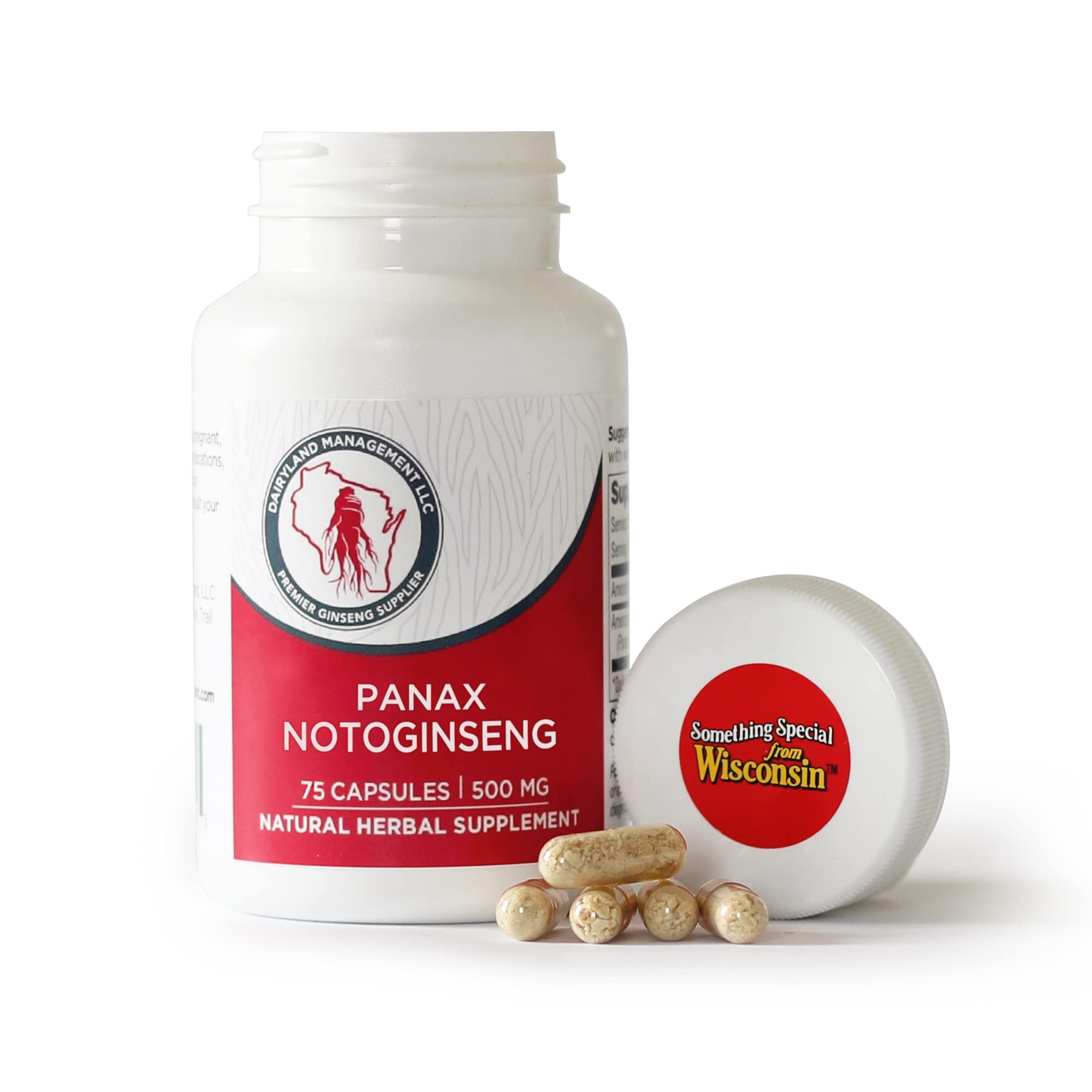Dairyland Ginseng Notoginseng: cápsulas de 75ct para uso diario y vitalidad.