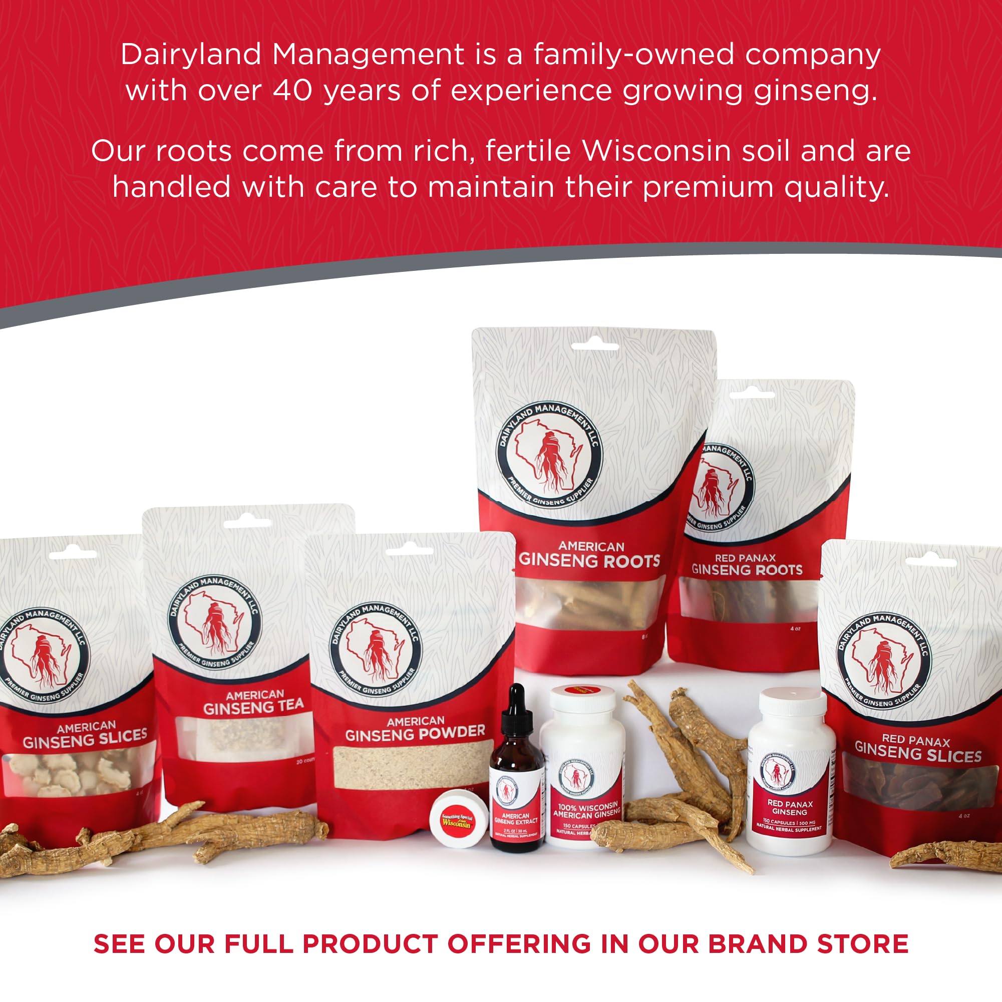 Dairyland Panax Rojo, etiqueta con información de ingredientes y beneficios