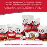 Dairyland Panax Rojo, etiqueta con información de ingredientes y beneficios