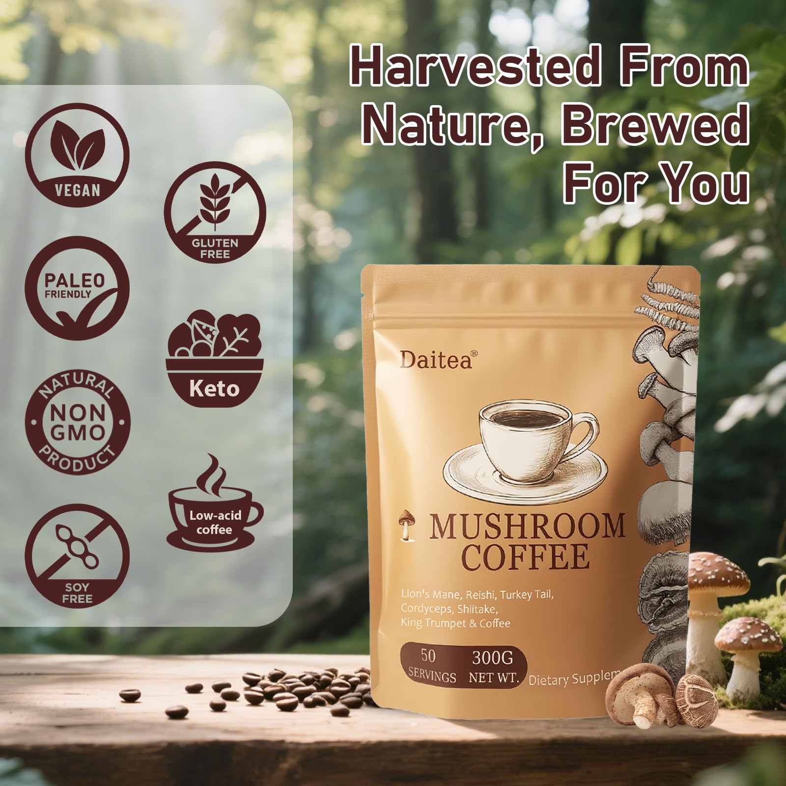 Daitea Café de Hongos, apto para dieta cetogenica y bienestar